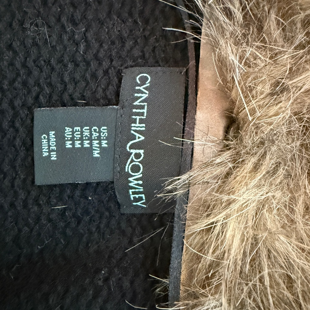 Cynthia Rowley Black Coat with Faux Fur Collar - Picture 11 of 11